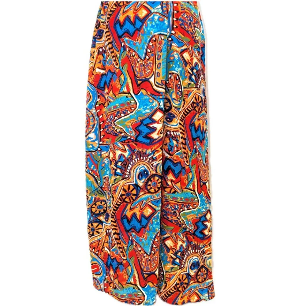 NWT Cupshe | Abstract Rhythm Multicolor Maxi Dress Orange & Blue | Size Large - Picture 7 of 14